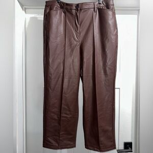 Faux leather High waisted Straight Leg Pants